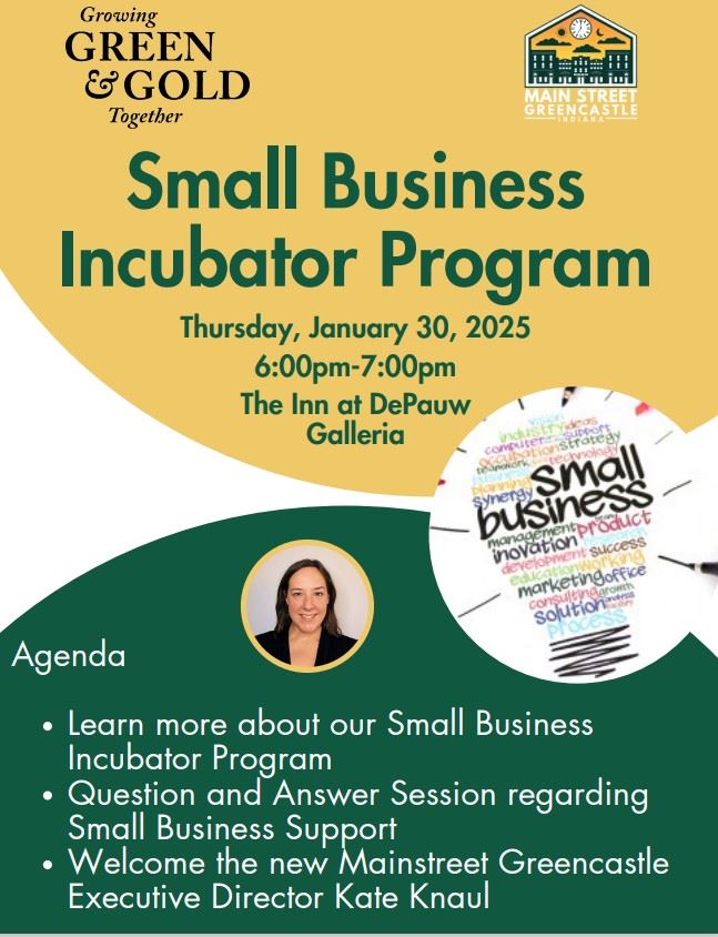 Growing Green & Gold Incubator Program flyer