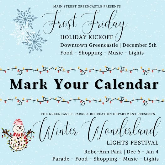 Flyer advertising Frost Friday in downtown Greencastle