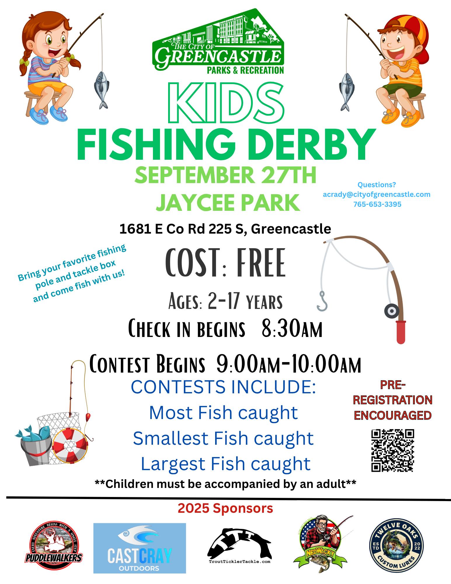A flyer advertising the 2025 Kids Fishing Derby happening on September 27, 2025