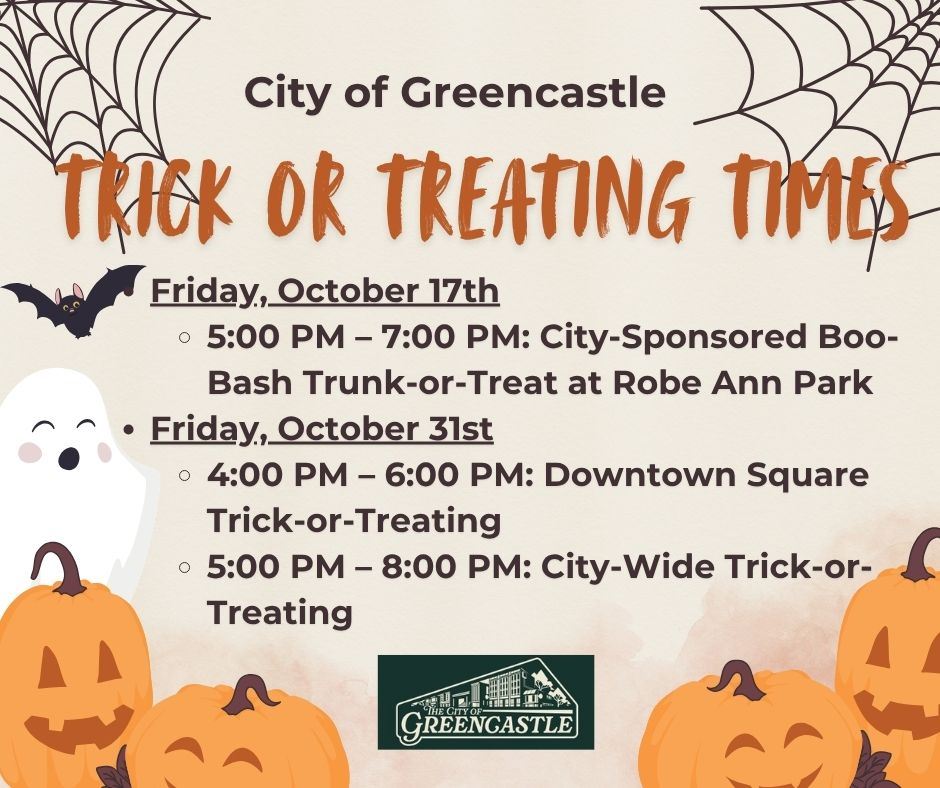 Trick or Treating times for the City of Greencastle