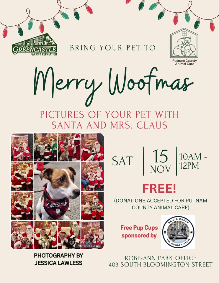 Flyer advertising Merry Woofmas Pictures with the Clauses